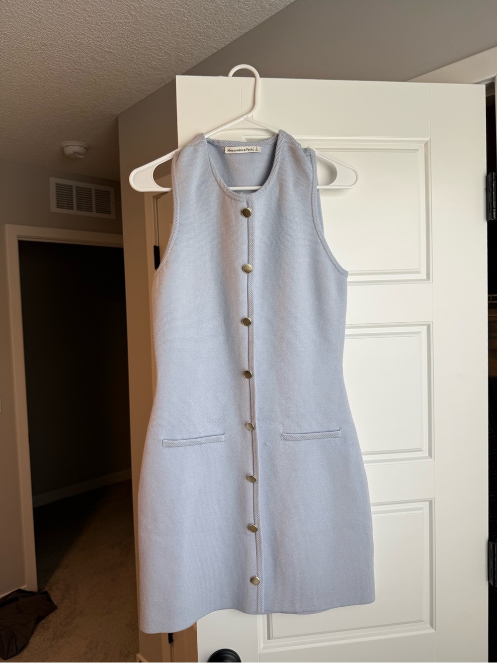 Abercrombie & Fitch Blue Sleeveless Button-Front Dress